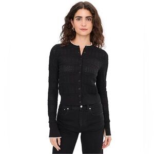 Madewell Pointelle-Stitch Everleigh Cardigan in Black And White Size Medium